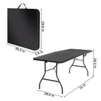 Table pliante en deux de 6 pieds, blanc/noir, 6 places
