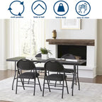 Table pliante en deux de 6 pieds, blanc/noir, 6 places