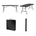 Table pliante en deux de 6 pieds, blanc/noir, 6 places