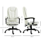 Fauteuil de bureau massant à dossier haut, inclinable, blanc / marron / noir, 1 personne