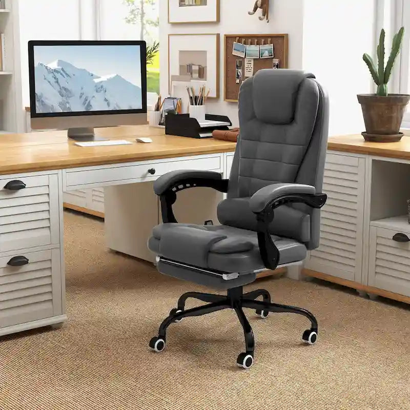 Fauteuil de bureau massant à dossier haut, inclinable, blanc / marron / noir, 1 personne
