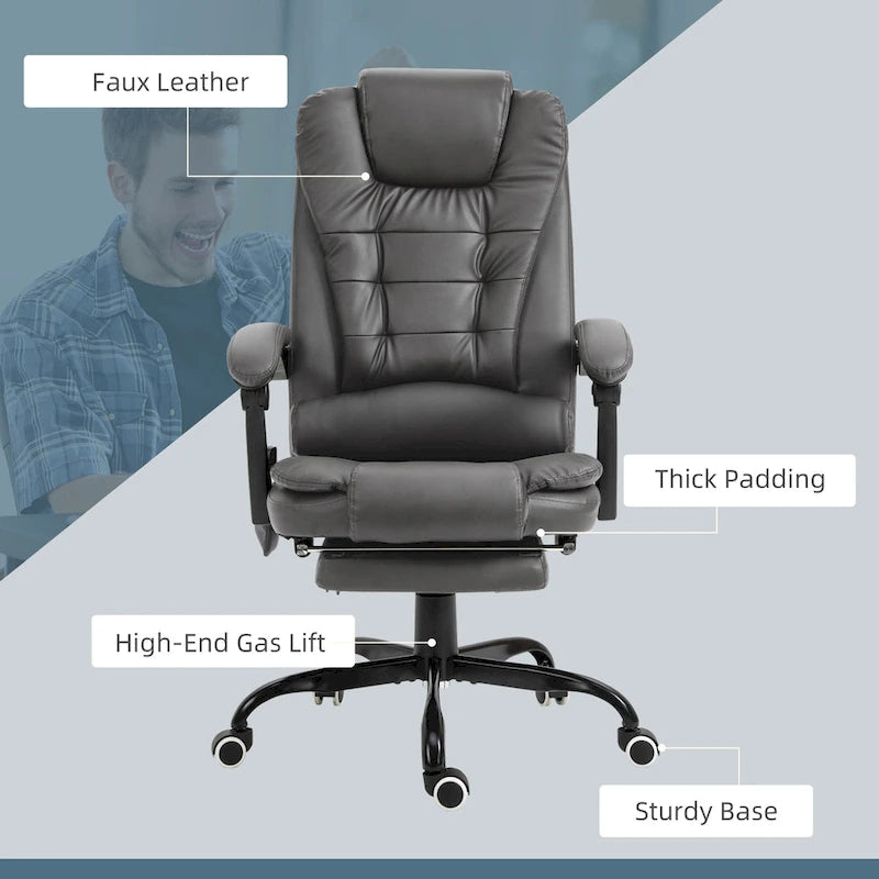 Fauteuil de bureau massant à dossier haut, inclinable, blanc / marron / noir, 1 personne