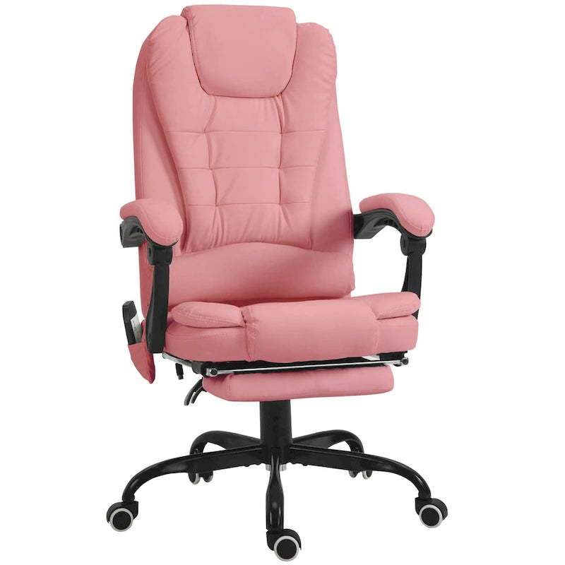 Fauteuil de bureau massant à dossier haut, inclinable, blanc / marron / noir, 1 personne
