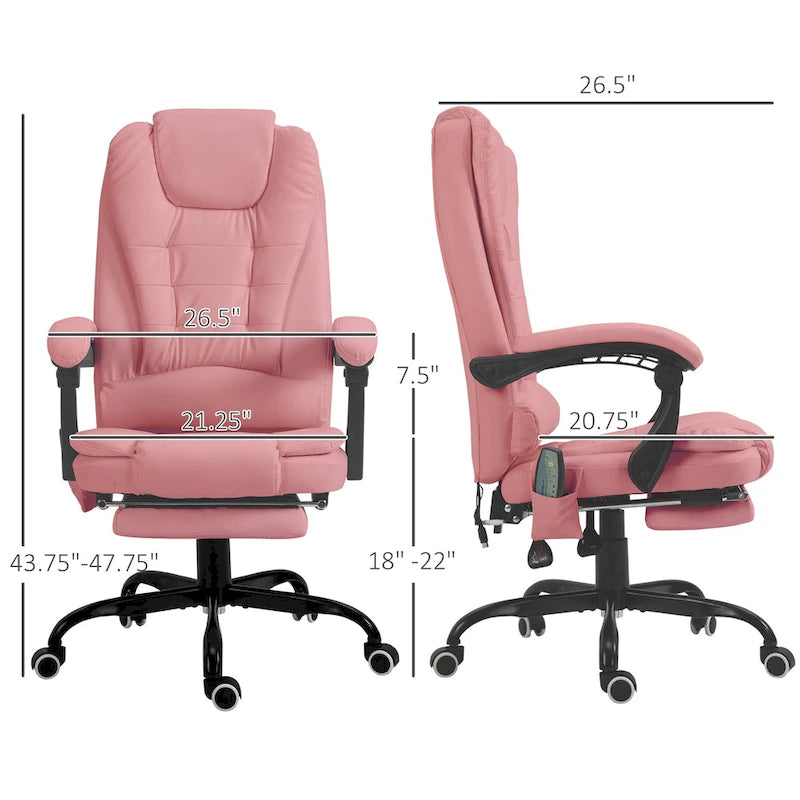 Fauteuil de bureau massant à dossier haut, inclinable, blanc / marron / noir, 1 personne