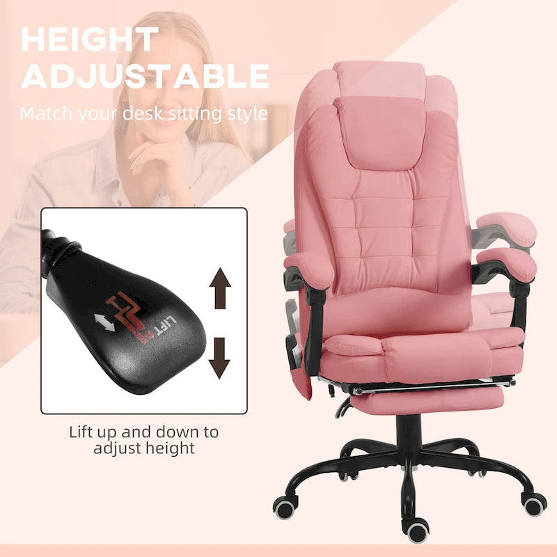 Fauteuil de bureau massant à dossier haut, inclinable, blanc / marron / noir, 1 personne