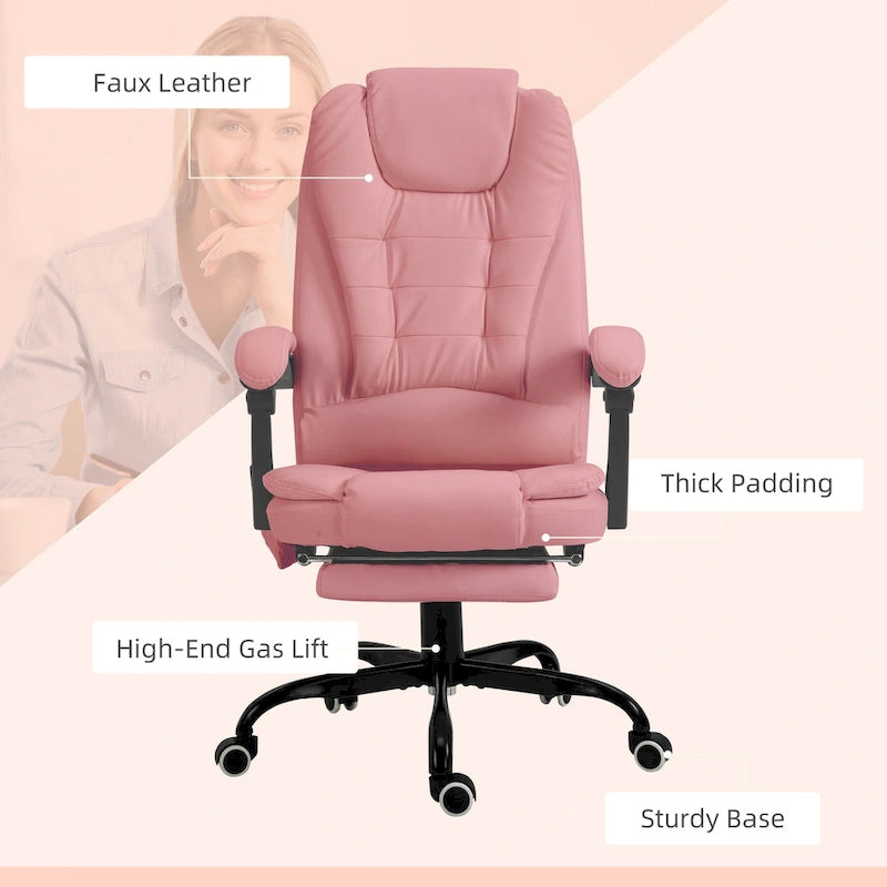Fauteuil de bureau massant à dossier haut, inclinable, blanc / marron / noir, 1 personne