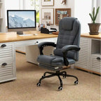 Fauteuil de bureau massant à dossier haut, inclinable, blanc / marron / noir, 1 personne