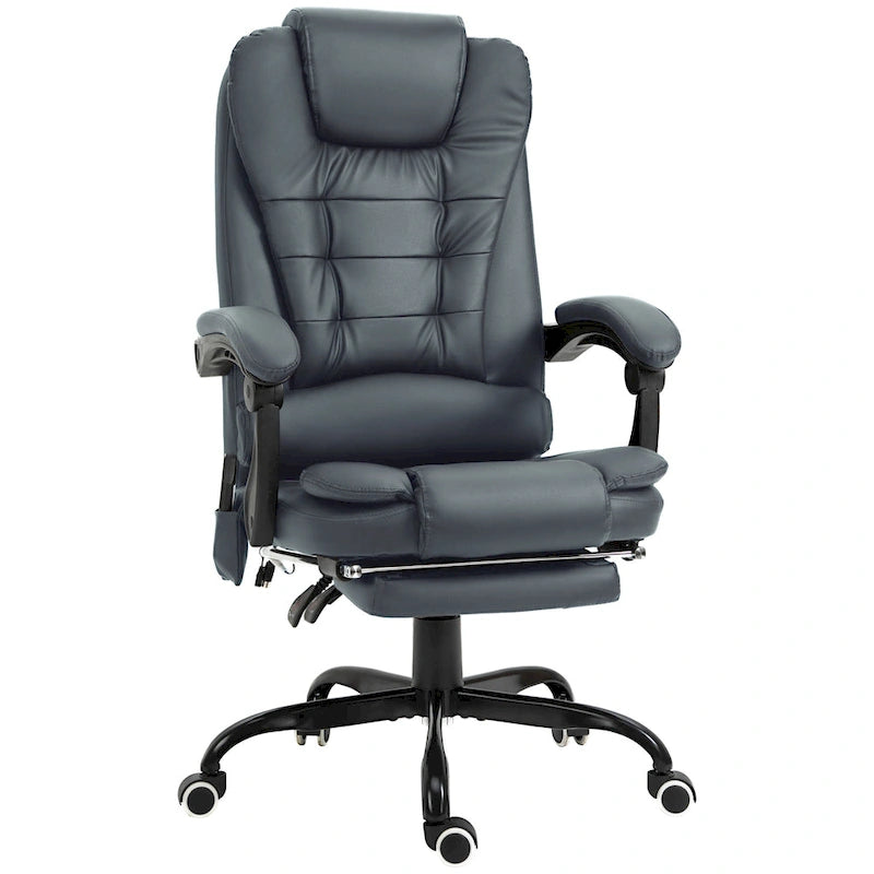 Fauteuil de bureau massant à dossier haut, inclinable, blanc / marron / noir, 1 personne