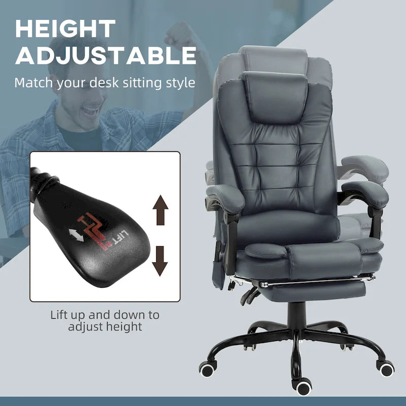 Fauteuil de bureau massant à dossier haut, inclinable, blanc / marron / noir, 1 personne