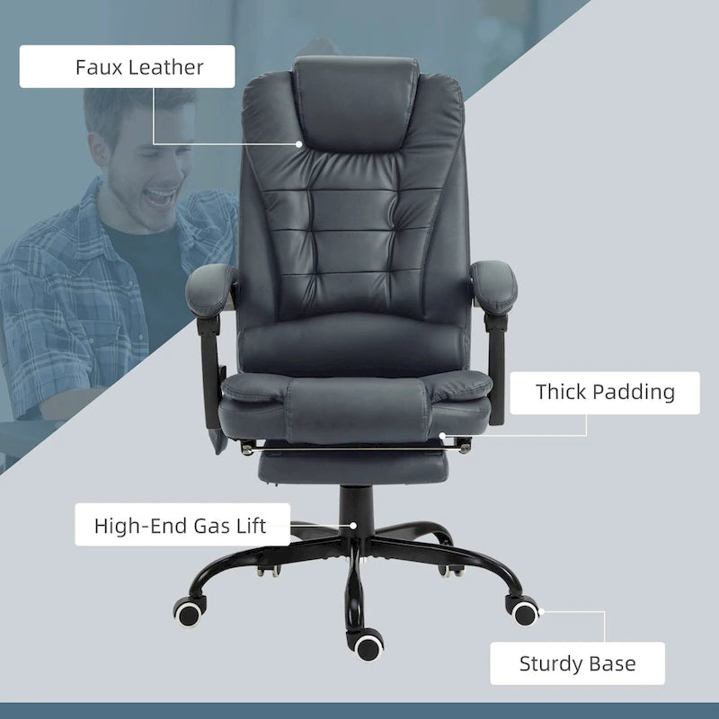 Fauteuil de bureau massant à dossier haut, inclinable, blanc / marron / noir, 1 personne