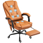 Fauteuil de bureau massant à dossier haut, inclinable, blanc / marron / noir, 1 personne