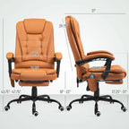 Fauteuil de bureau massant à dossier haut, inclinable, blanc / marron / noir, 1 personne