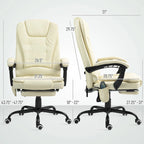 Fauteuil de bureau massant à dossier haut, inclinable, blanc / marron / noir, 1 personne