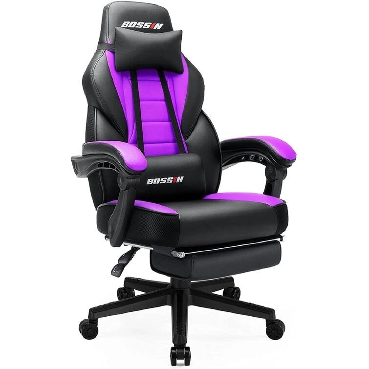 Fauteuil de jeu style course avec repose-pieds, multicolore, siège unique, capacité de 136 kg