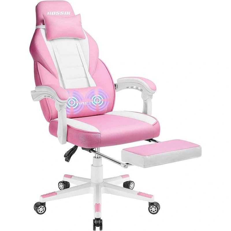 Fauteuil de jeu style course avec repose-pieds, multicolore, siège unique, capacité de 136 kg