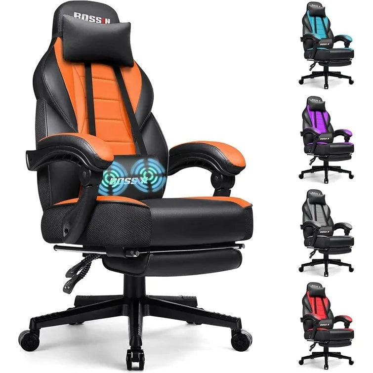 Fauteuil de jeu style course avec repose-pieds, multicolore, siège unique, capacité de 136 kg
