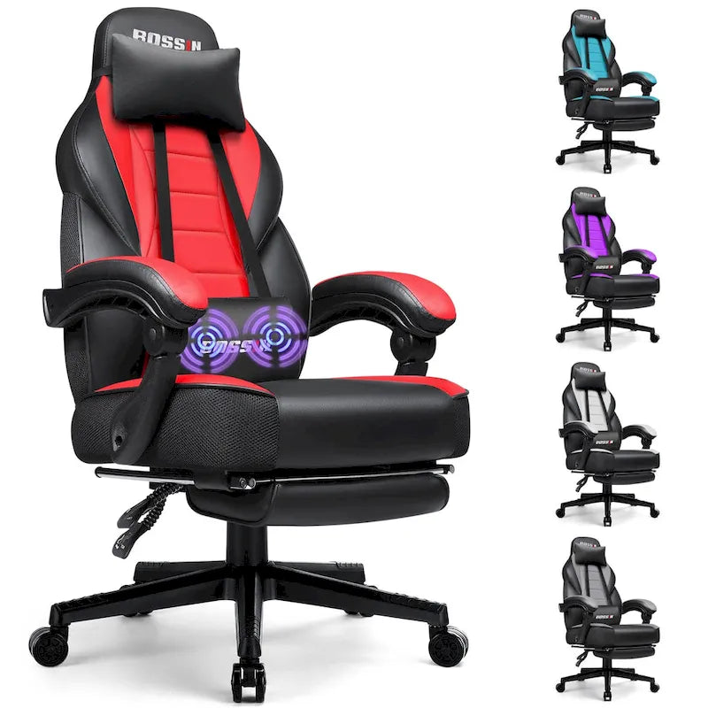 Fauteuil de jeu style course avec repose-pieds, multicolore, siège unique, capacité de 136 kg