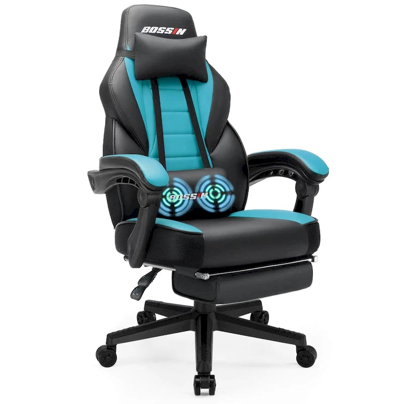 Fauteuil de jeu style course avec repose-pieds, multicolore, siège unique, capacité de 136 kg