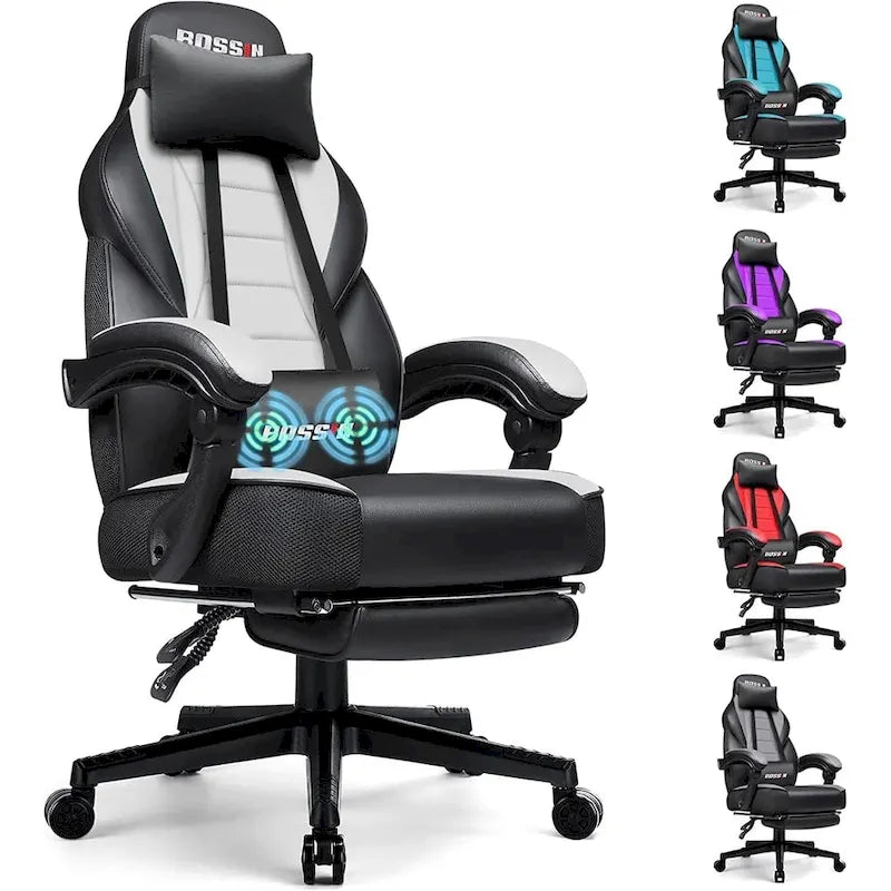 Fauteuil de jeu style course avec repose-pieds, multicolore, siège unique, capacité de 136 kg