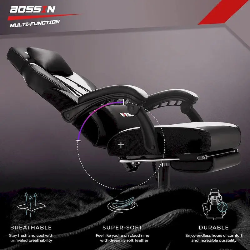 Fauteuil de jeu style course avec repose-pieds, multicolore, siège unique, capacité de 136 kg