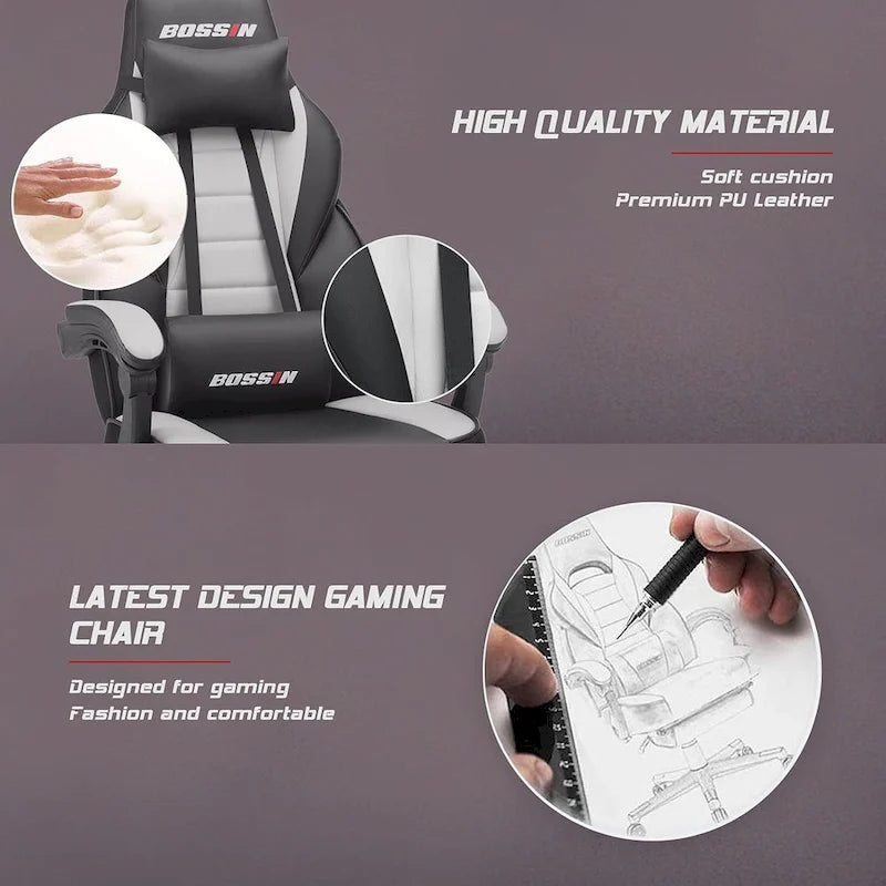 Fauteuil de jeu style course avec repose-pieds, multicolore, siège unique, capacité de 136 kg