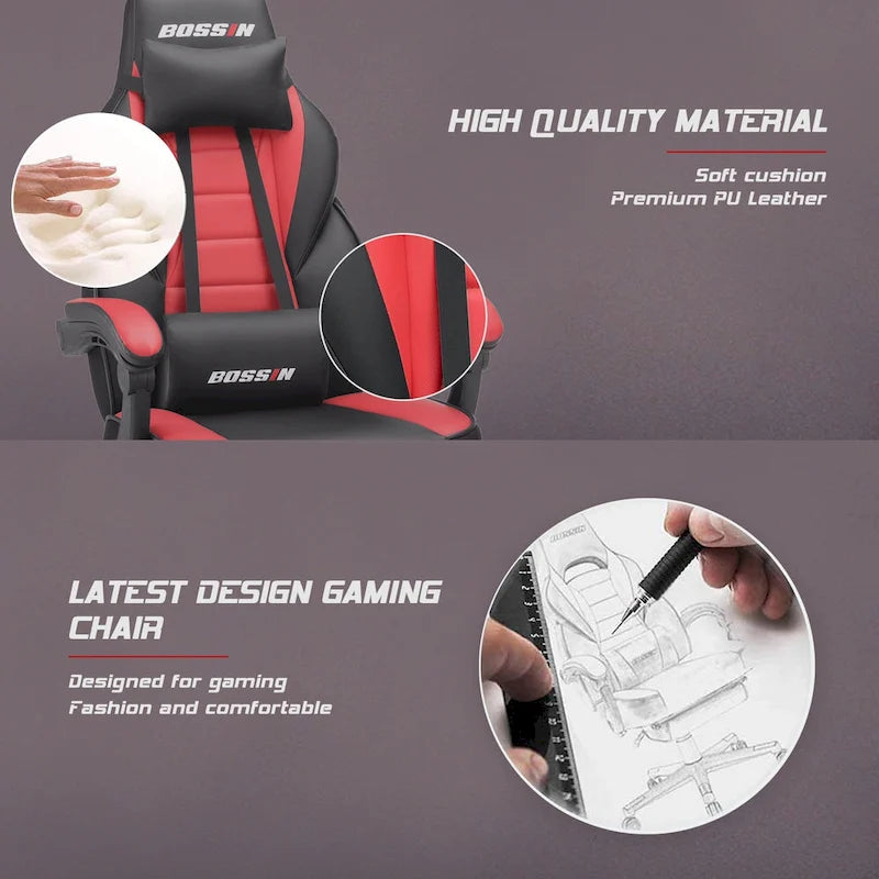 Fauteuil de jeu style course avec repose-pieds, multicolore, siège unique, capacité de 136 kg