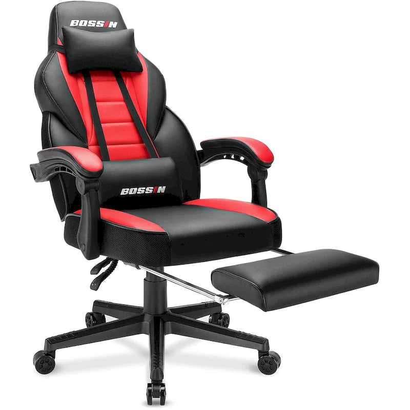 Fauteuil de jeu style course avec repose-pieds, multicolore, siège unique, capacité de 136 kg