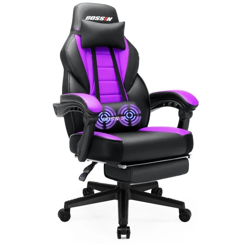 Fauteuil de jeu style course avec repose-pieds, multicolore, siège unique, capacité de 136 kg