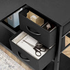 Bureau d'ordinateur en forme de L avec station de charge, bureau d'angle réversible pour PC avec tiroir