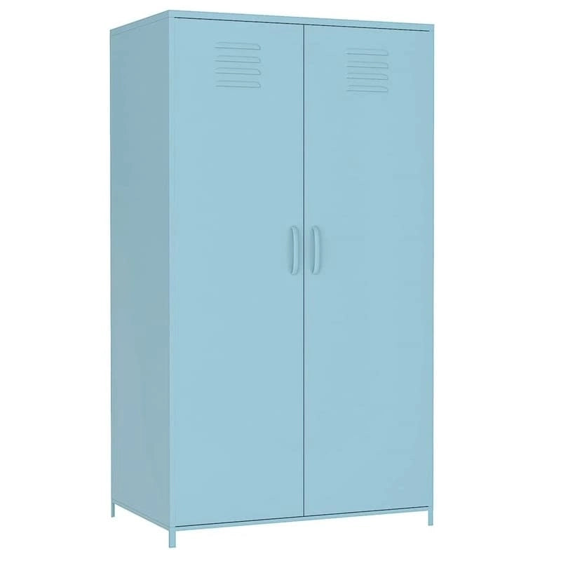 Armoire de Rangement en Métal à Deux Portes avec Tringle et Étagères pour Chambre à Coucher, École, Salle de Classe