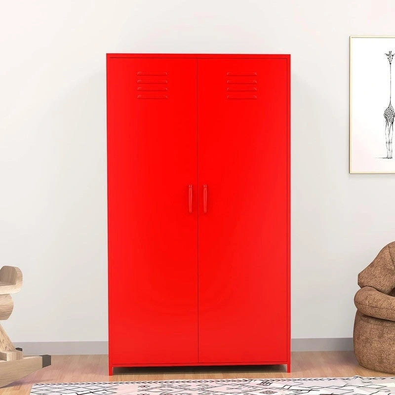 Armoire de Rangement en Métal à Deux Portes avec Tringle et Étagères pour Chambre à Coucher, École, Salle de Classe