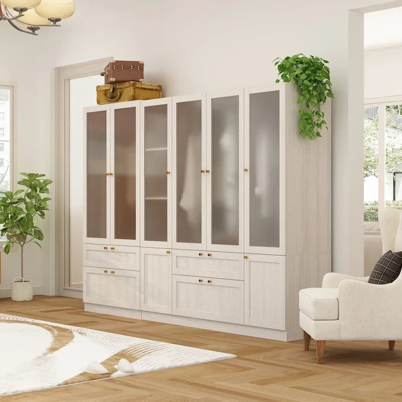 Armoire Modulable Moderne à Portes en Verre : Solution de Rangement pour Placard