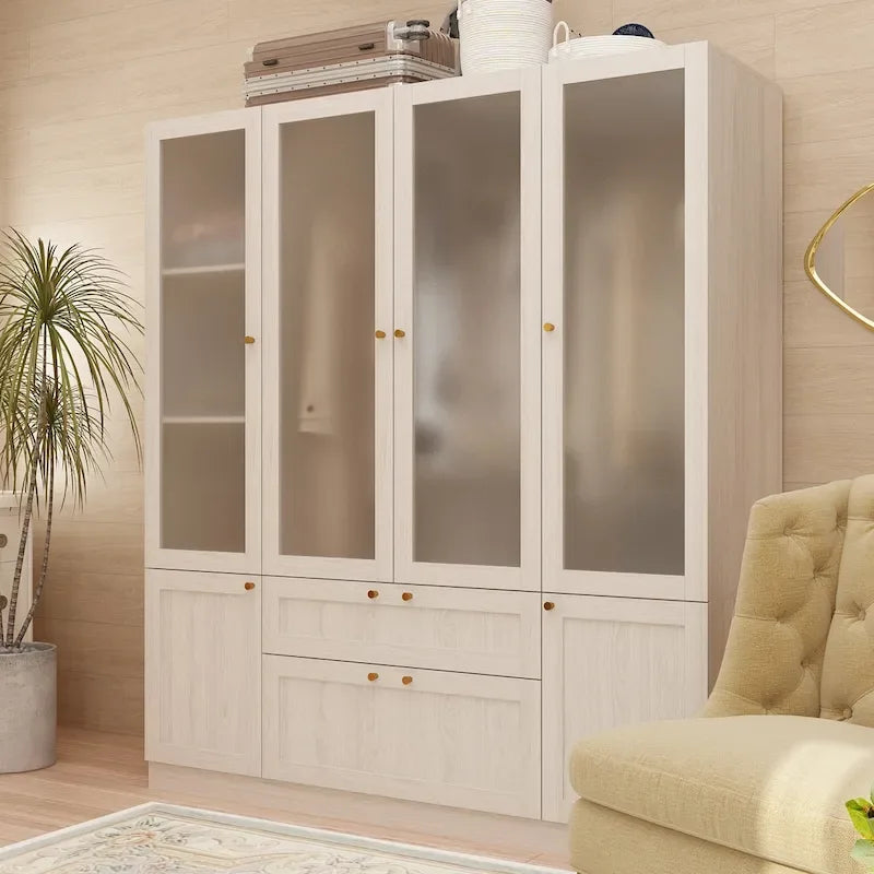 Armoire Modulable Moderne à Portes en Verre : Solution de Rangement pour Placard