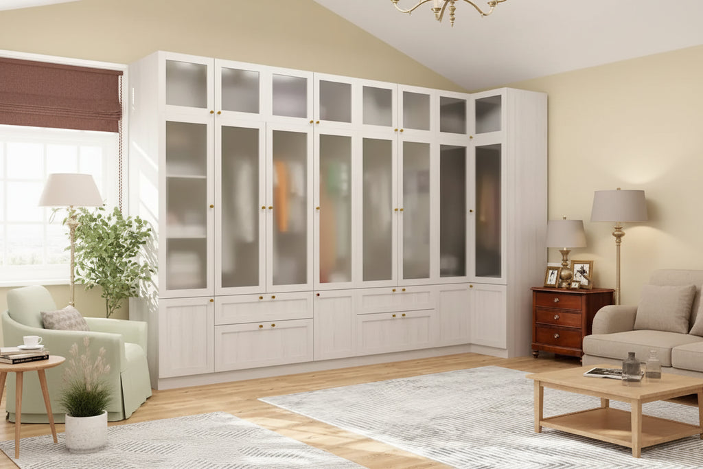 Modular Modern Glass Door Wardrobe:Storage Closet Solution Armoire