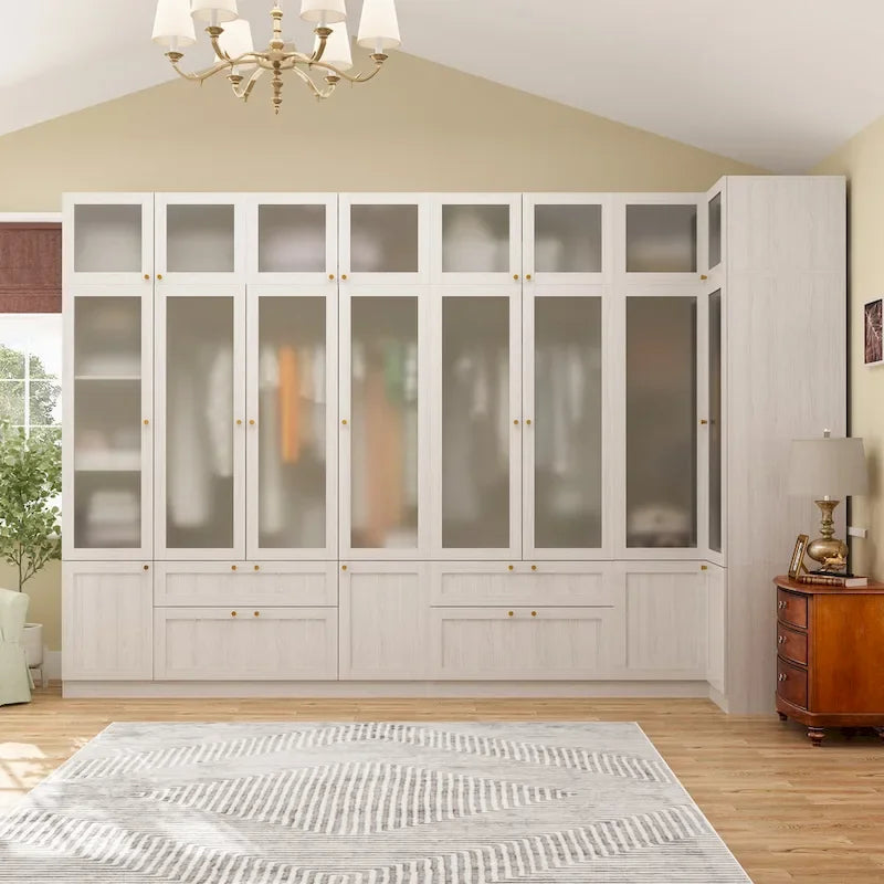 Armoire Modulable Moderne à Portes en Verre : Solution de Rangement pour Placard