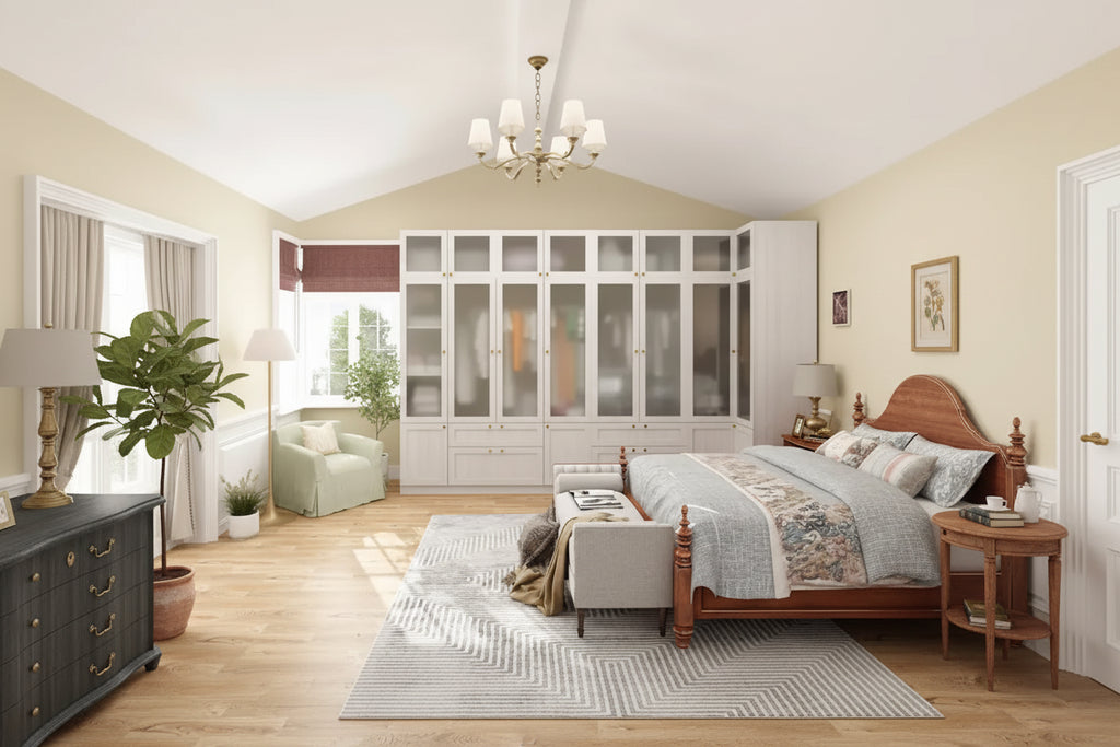 Armoire Modulable Moderne à Portes en Verre : Solution de Rangement pour Placard