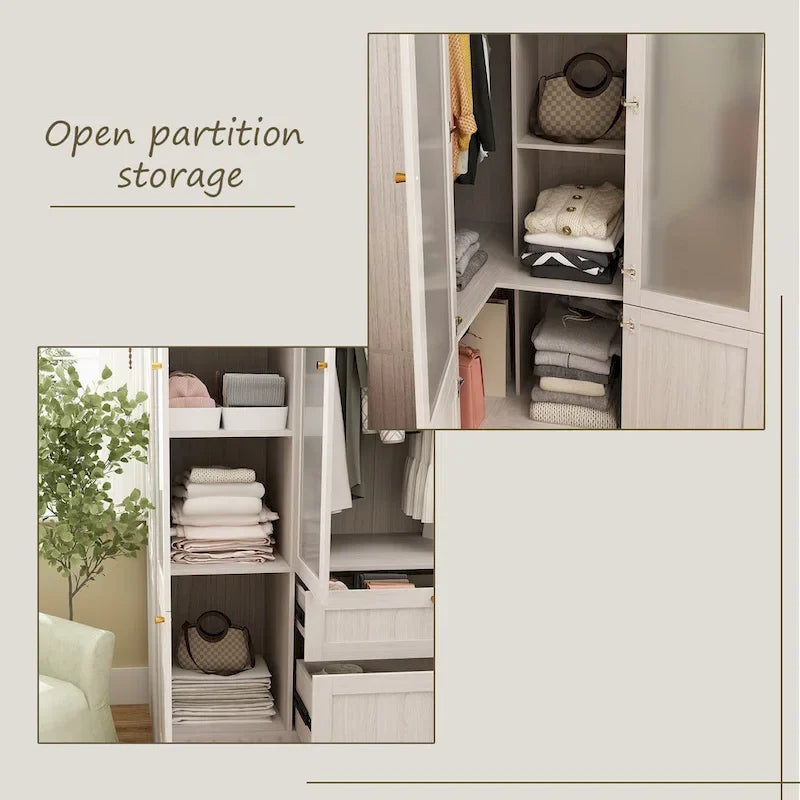 Armoire Modulable Moderne à Portes en Verre : Solution de Rangement pour Placard