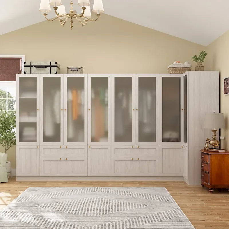 Armoire Modulable Moderne à Portes en Verre : Solution de Rangement pour Placard