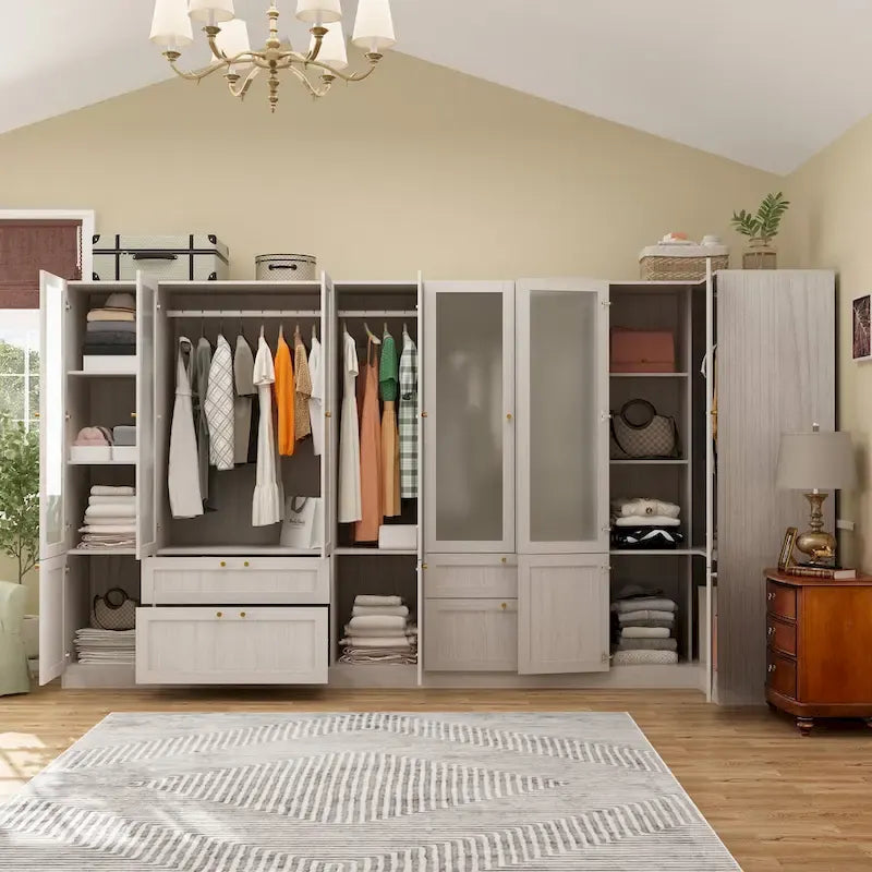 Armoire Modulable Moderne à Portes en Verre : Solution de Rangement pour Placard