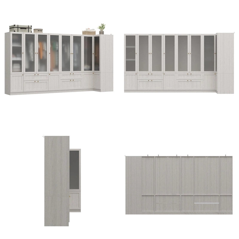 Armoire Modulable Moderne à Portes en Verre : Solution de Rangement pour Placard