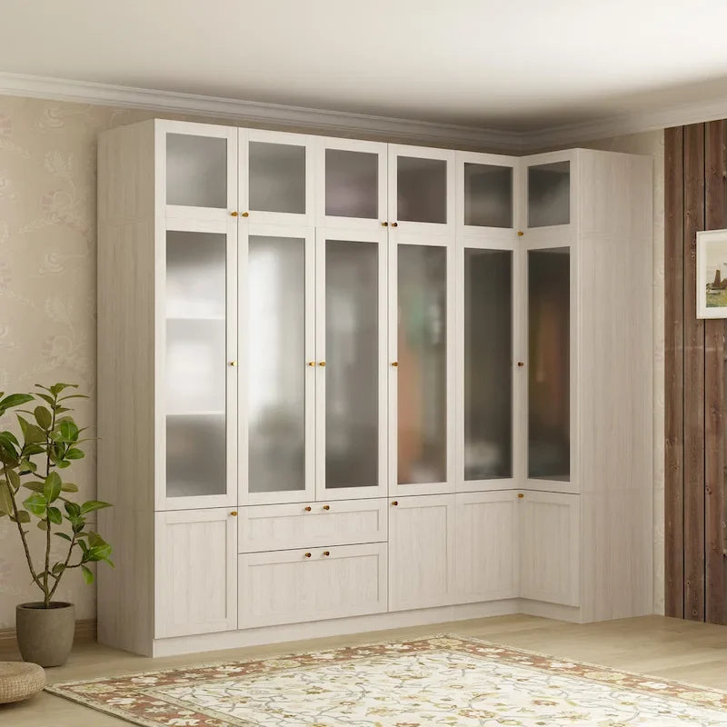 Armoire Modulable Moderne à Portes en Verre : Solution de Rangement pour Placard