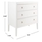 Commode blanche à 3 tiroirs | Poignées anneaux en laiton | Style Parson