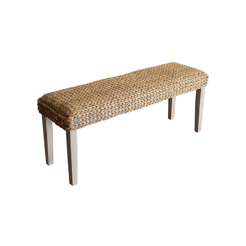 Banc intérieur M4H Sultan en bois massif et jacinthe d'eau naturelle