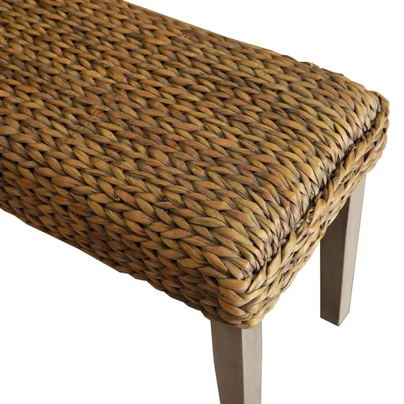 Banc intérieur M4H Sultan en bois massif et jacinthe d'eau naturelle