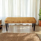 Banc intérieur M4H Sultan en bois massif et jacinthe d'eau naturelle