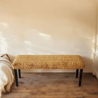 Banc intérieur M4H Sultan en bois massif et jacinthe d'eau naturelle