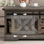 Chêne / Espresso / Dessus Marron+Blanc | Table Basse Relevable avec Porte Coulissante et Rangement Caché | 1 Place