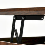 Chêne / Espresso / Dessus Marron+Blanc | Table Basse Relevable avec Porte Coulissante et Rangement Caché | 1 Place