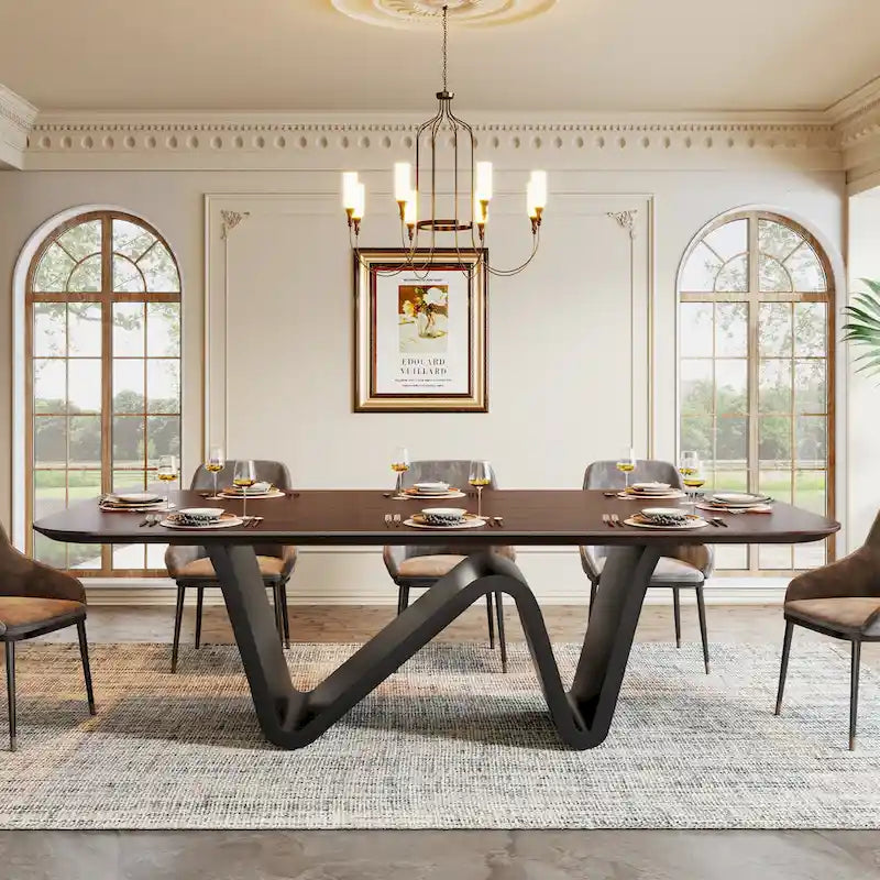 79 Table à manger moderne pour 8 personnes, rectangulaire, de luxe, blanche et dorée, avec plateau en pierre frittée