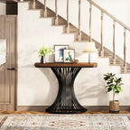 Table console industrielle de 39 pouces, petite table d'appoint de canapé avec base métallique géométrique - 39,37 (L) x 11,8 (P)